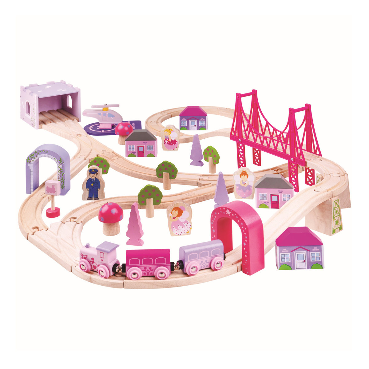 Bigjigs Rail Linie mare de tren prin es din lemn banaby.ro