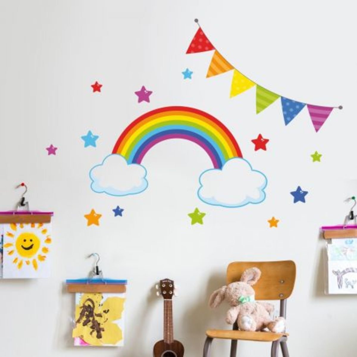 autocolant pe perete curcubeu și stele banaby.ro