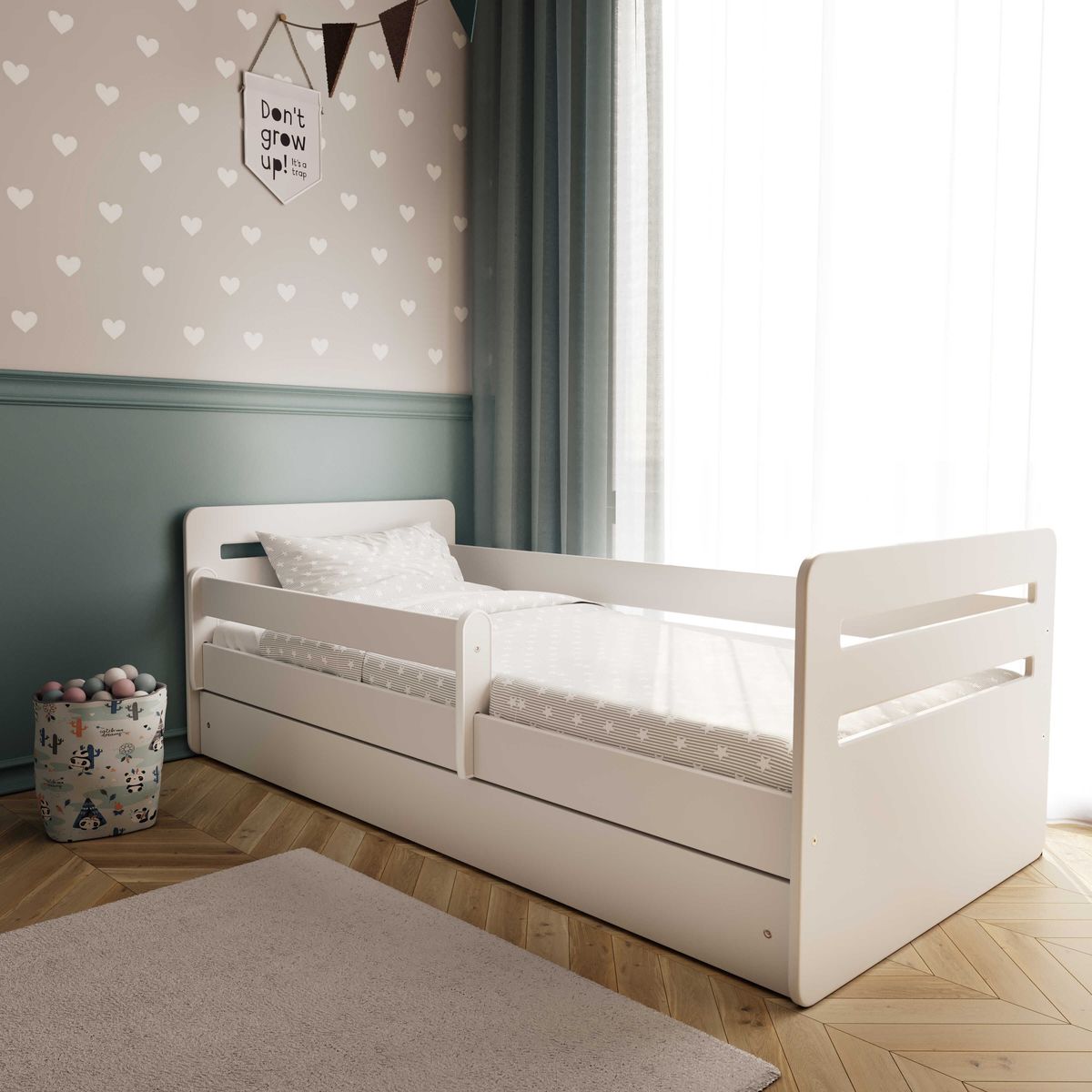 Pat pentru copii Ourbaby Tomi - alb - pat fără spațiu de depozitare 160x80 cm