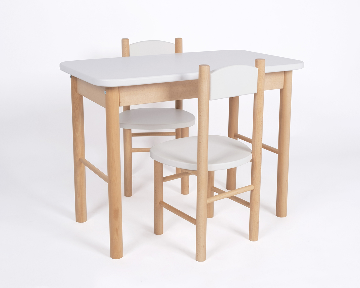 Set de masă și scaun Simple - alb - set - 1x masă + 1x scaun