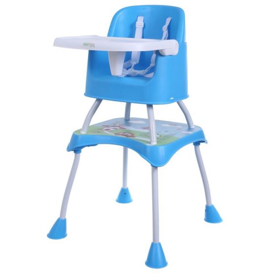 Scaun de masă pentru copii Panda 3in1 albastru