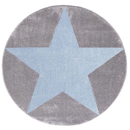 Covor rotund cu stea pentru copii – Argintiu/Albastru