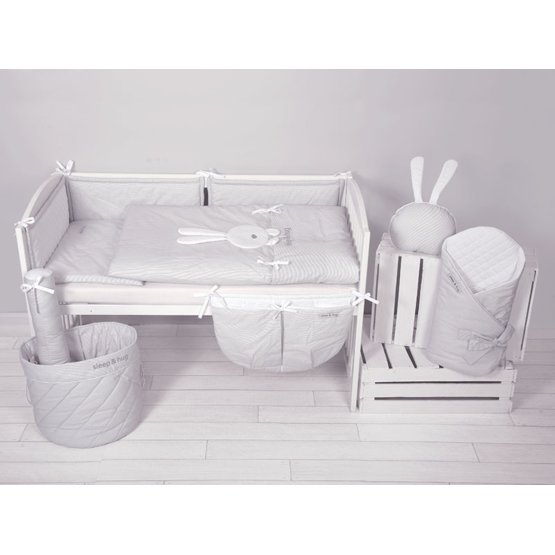 Set de asternuturi pentru patut din 2 piese sllep & hug -gri