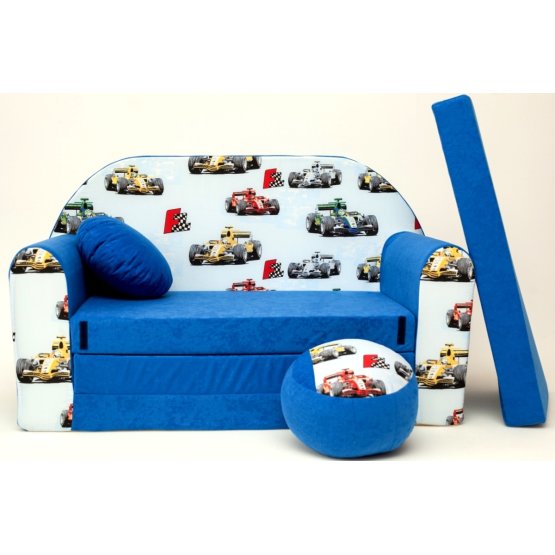 Canapea Formula 1 pentru copii - albastru