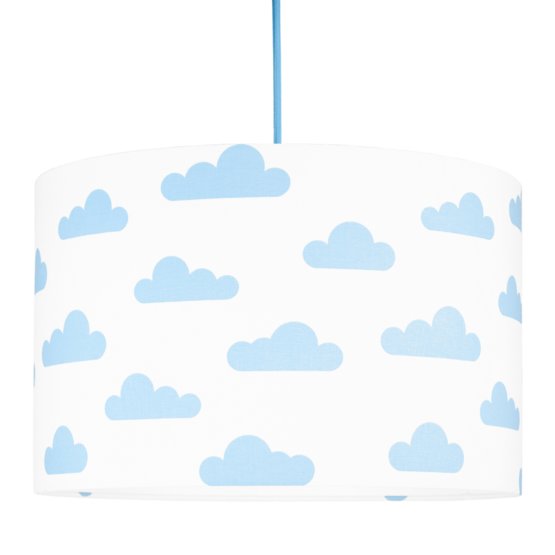 Lampă textilă de agățat -  model cu nori albi