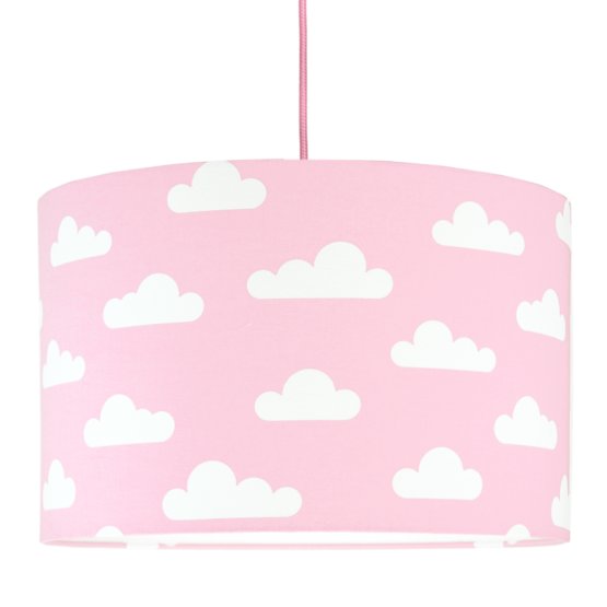 Lampă textilă de agățat – model cu nori roz