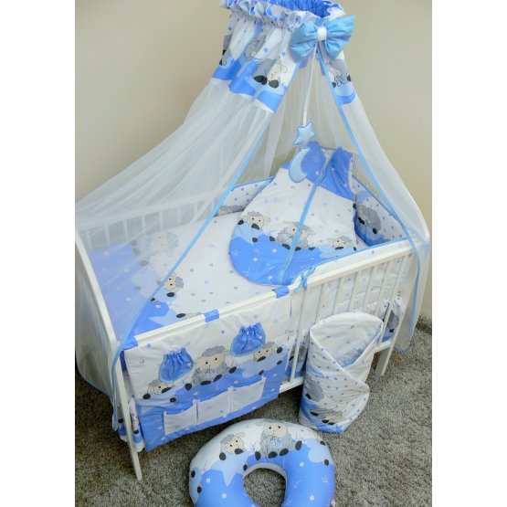 Set de lenjerie de pat pentru pătuțuri 120 x 90 cm-cu tema unui miel-albastre