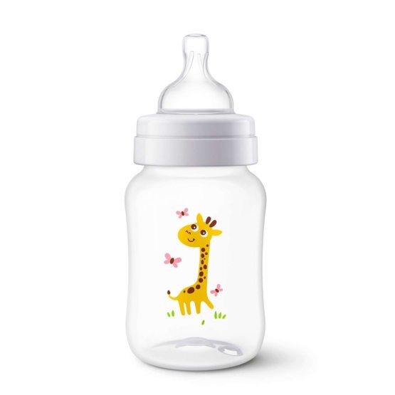 infantil flacon Avent clasic 260 ml alb cu girafă