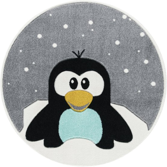 Carpetă rotundă pentru copii cu motivul unui pinguin 