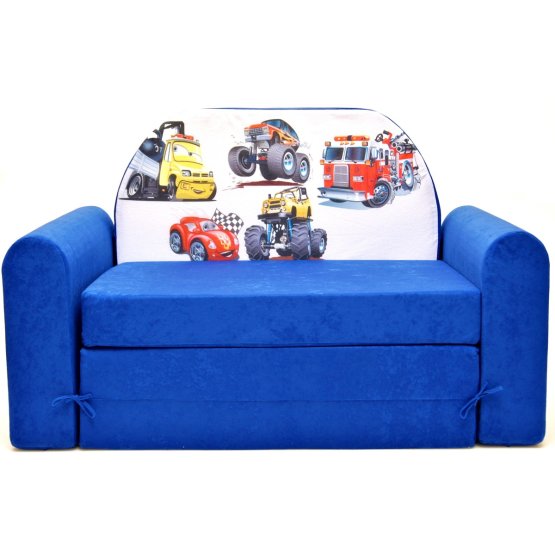 Canapea pentru copii TIMI JUNIOR cu motivul unor mașini.