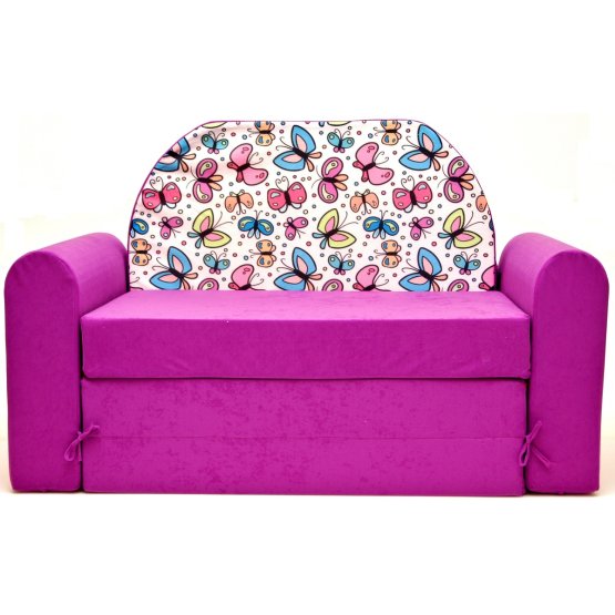 Canapea pentru copii TIMI JUNIOR cu motivul unor fluturi-roz