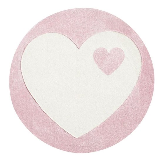 Covor rotund pentru copii – inimioare roz