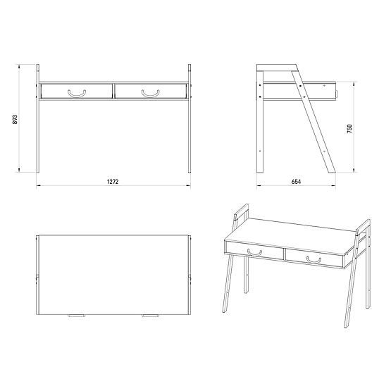 2în1 Pătuț și birou CONE 120x60 - SCANDI