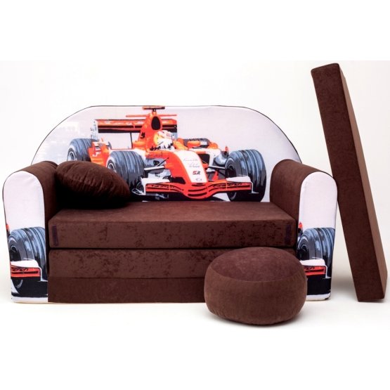 Canapeaua extensibilă pentru copii Formula 1 - Maro