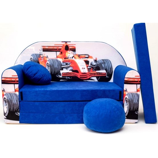 Canapeaua extensibilă pentru copii Formula 1 – Albastru