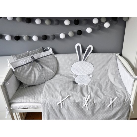 Lenjerie de pat din 2 piese pentru copii – model iepuraș gri