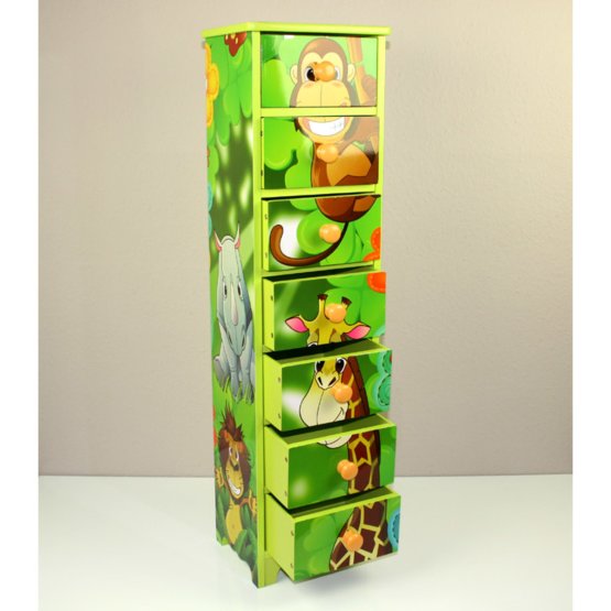 Dulap cu sertare pentru copii cu tema Junglei-cu 7 sertare