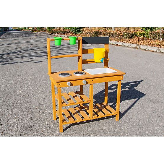 2Kids Toys Bucătărie de grădină din lemn cu chiuvetă