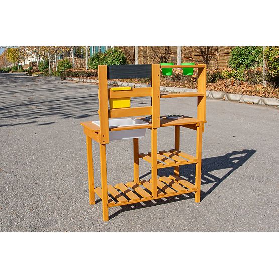 2Kids Toys Bucătărie de grădină din lemn cu chiuvetă