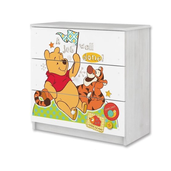 Comodă pentru copii Disney - Winnie the Pooh și tigrul - decor pin norvegian