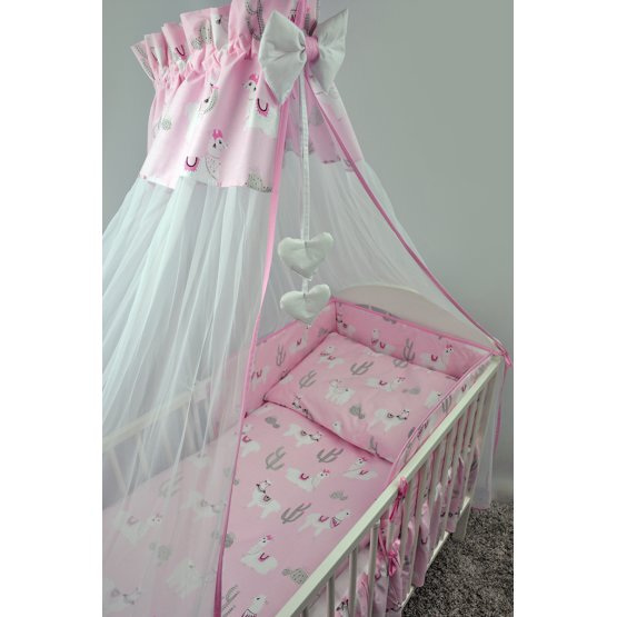 baldachin peste pat de copil lama - roz