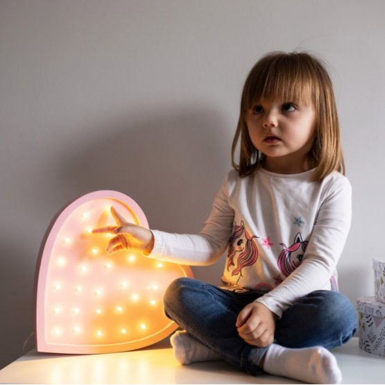 copii lemn lampă LED-uri lampă Inima - roz