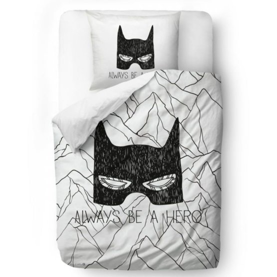 Domnul. Lenjerie de pat Little Fox Batman - Fii întotdeauna un erou - pătură: 135 x 200 cm pernă: 60