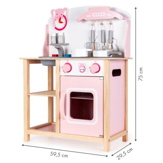 Bucătărie din lemn Ema cu efecte - roz