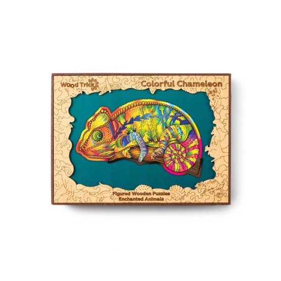 Puzzle colorat din lemn - cameleon