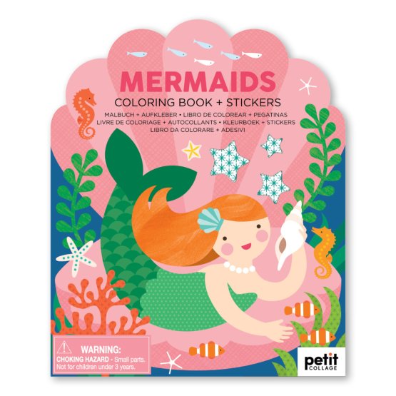 Carte de colorat cu autocolante Petit Collage Mermaid