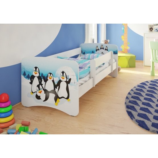Pat pentru copii cu bariera de siguranta – pinguini