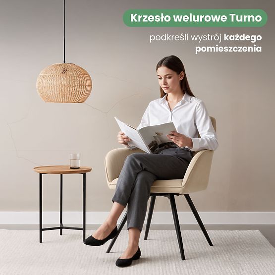 4x Scaun rotativ din catifea cu cusături Bej TURNO Picioare negre