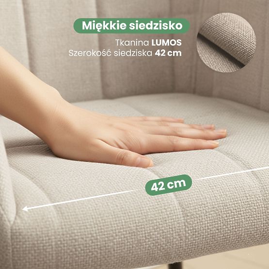 4x Scaun tapițat cu cusături pătrate Bej LUXANO Picioare negre material Lumos