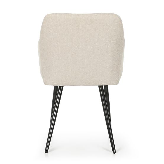 4x Scaun tapițat cu cusături pătrate Bej LUXANO Picioare negre material Lumos