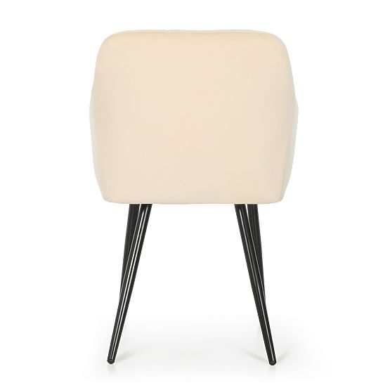4x Scaun tapițat cu cusături pătrate Bej LUXANO Picioare negre