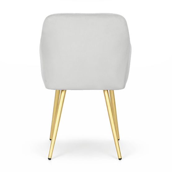 4x Scaun tapițat cu cusături pătrate Gri LUXANO Picioare aurii