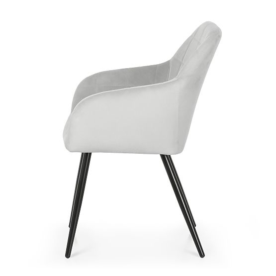 4x Scaun tapițat cu cusături pătrate Gri LUXANO Picioare negre