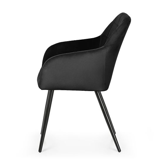 4x Scaun tapițat cu cusături pătrate Negru LUXANO Picioare negre