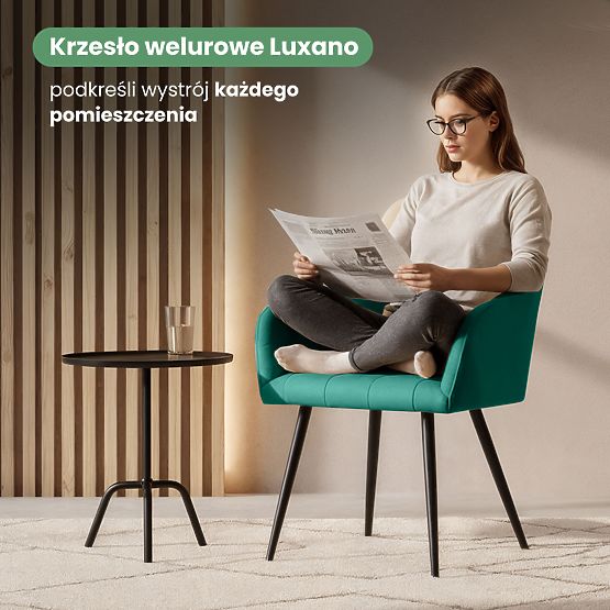 4x Scaun tapițat cu cusături pătrate Verde Sticlă LUXANO Picioare negre