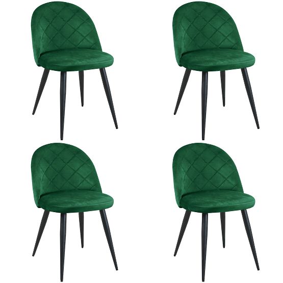 4x Scaune Tapițate din Catifea SJ.077 Verde Sticlă