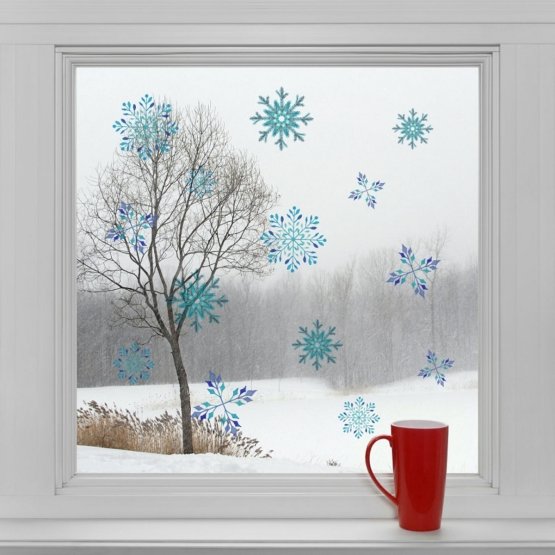 Crăciun decorare pe fereastră - zăpadă fulgi