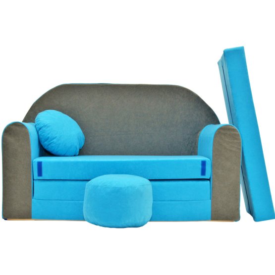 Canapea pentru copii Misty - gri-albastru