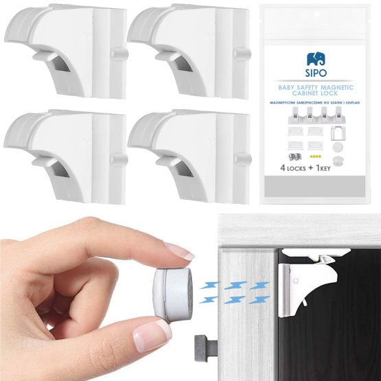 SIPO Incuietori magnetice pentru dulapuri si sertare - 4 buc