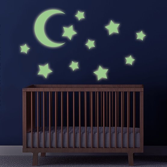 Autocolant de perete – lună și stele strălucitoare