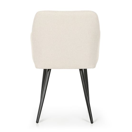 6x Scaun tapițat cu cusături pătrate Crem LUXANO Picioare negre material Lumos