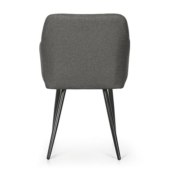 6x Scaun tapițat cu cusături pătrate Grafit Închis LUXANO Picioare negre material Lumos