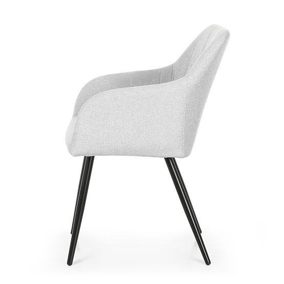 6x Scaun tapițat cu cusături pătrate Gri Deschis LUXANO Picioare negre material Lumos