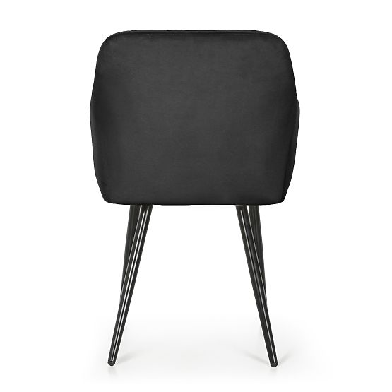 6x Scaun tapițat cu cusături pătrate Negru LUXANO Picioare negre