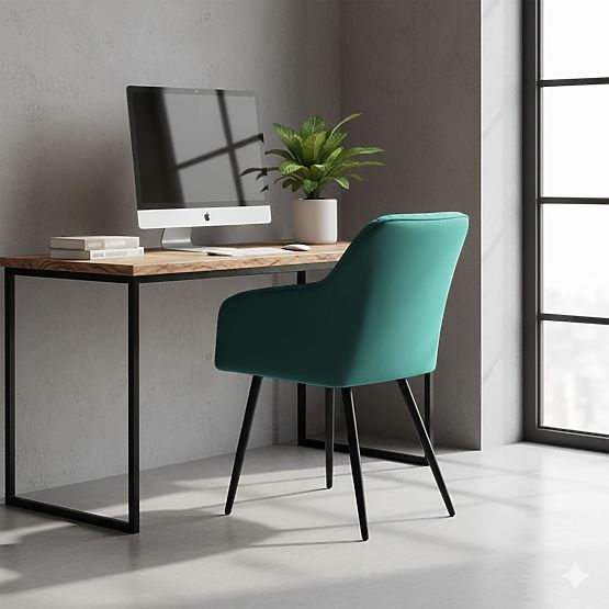 6x Scaun tapițat din catifea cu cusături Verde Sticlă FLORENCE Picioare negre