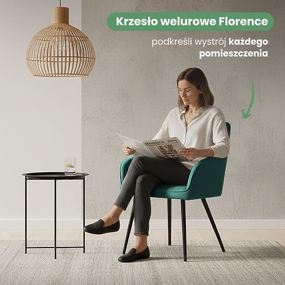 6x Scaun tapițat din catifea cu cusături Verde Sticlă FLORENCE Picioare negre